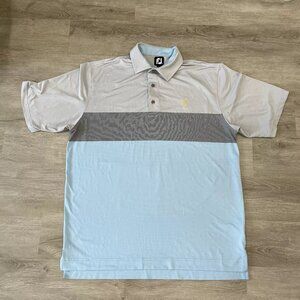 Footjoy FJ Mens Performance Golf Turtle Logo Polo Shirt Striped Size XL